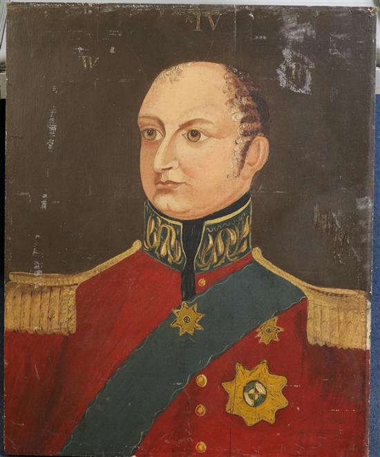 19th century English School Portrait of William IV as a pub sign, 24 x 19.5in., unframed